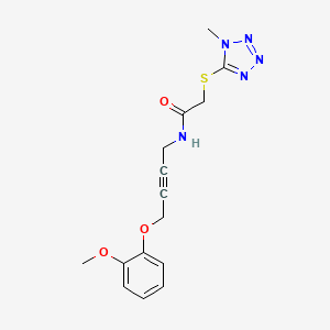 molecular formula C15H17N5O3S B2454190 N-(4-(2-methoxyphenoxy)but-2-yn-1-yl)-2-((1-methyl-1H-tetrazol-5-yl)thio)acetamide CAS No. 1428367-49-0