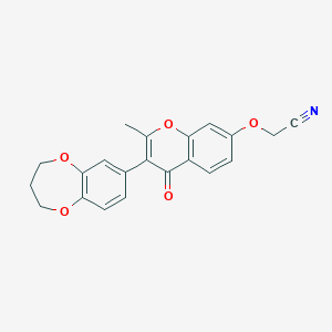 molecular formula C21H17NO5 B2454201 2-((3-(3,4-二氢-2H-苯并[b][1,4]二氧杂环庚-7-基)-2-甲基-4-氧代-4H-香豆素-7-基)氧基)乙腈 CAS No. 307509-04-2