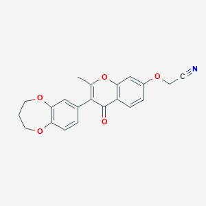 molecular formula C21H17NO5 B2454201 7-(2-シアノエトキシ)-2-メチル-4-オキソ-4H-クロメン-3-イル(3,4-ジヒドロ-2H-ベンゾ[b][1,4]ジオキセピン-7-イル)メタン CAS No. 307509-04-2