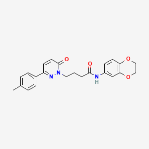 molecular formula C23H23N3O4 B2454205 N-(2,3-dihydrobenzo[b][1,4]dioxin-6-yl)-4-(6-oxo-3-(p-tolyl)pyridazin-1(6H)-yl)butanamide CAS No. 946216-55-3