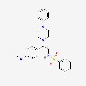 molecular formula C27H34N4O2S B2454211 N-(2-(4-(二甲氨基)苯基)-2-(4-苯基哌嗪-1-基)乙基)-3-甲基苯磺酰胺 CAS No. 946288-15-9