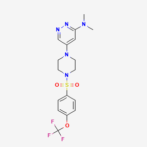 molecular formula C17H20F3N5O3S B2454215 N,N-二甲基-5-(4-((4-(三氟甲氧基)苯基)磺酰基)哌嗪-1-基)吡哒嗪-3-胺 CAS No. 1788772-72-4