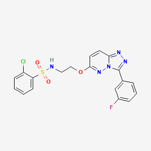 molecular formula C19H15ClFN5O3S B2454221 2-chloro-N-(2-((3-(3-fluorophenyl)-[1,2,4]triazolo[4,3-b]pyridazin-6-yl)oxy)ethyl)benzenesulfonamide CAS No. 1020976-18-4