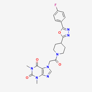 molecular formula C22H22FN7O4 B2454224 7-(2-(4-(5-(4-氟苯基)-1,3,4-恶二唑-2-基)哌啶-1-基)-2-氧代乙基)-1,3-二甲基-1H-嘌呤-2,6(3H,7H)-二酮 CAS No. 1209053-83-7