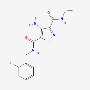 molecular formula C14H15FN4O2S B2454226 4-氨基-N3-乙基-N5-(2-氟苄基)异噻唑-3,5-二甲酰胺 CAS No. 1251612-97-1