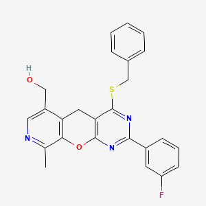 (4-(benzylthio)-2-(3-fluorophenyl)-9-methyl-5H-pyrido[4',3':5,6]pyrano[2,3-d]pyrimidin-6-yl)methanol