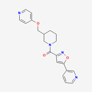 molecular formula C20H20N4O3 B2454230 (5-Pyridin-3-yl-1,2-oxazol-3-yl)-[3-(pyridin-4-yloxymethyl)piperidin-1-yl]methanone CAS No. 2380060-72-8