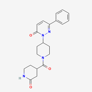 molecular formula C21H24N4O3 B2454231 2-[1-(2-Oxopiperidine-4-carbonyl)piperidin-4-yl]-6-phenylpyridazin-3-one CAS No. 2380041-53-0