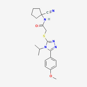 molecular formula C20H25N5O2S B2454232 N-(1-cyanocyclopentyl)-2-[[5-(4-methoxyphenyl)-4-propan-2-yl-1,2,4-triazol-3-yl]sulfanyl]acetamide CAS No. 876687-01-3
