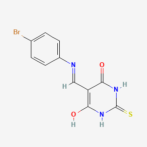 molecular formula C11H8BrN3O2S B2454233 5-(((4-bromophenyl)amino)methylene)-2-thioxodihydropyrimidine-4,6(1H,5H)-dione CAS No. 200626-86-4