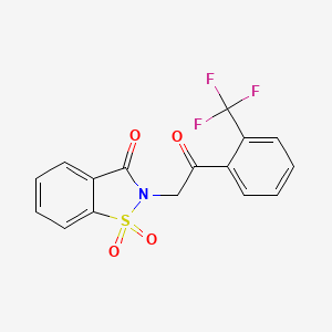 molecular formula C16H10F3NO4S B2454243 2-{2-oxo-2-[2-(trifluoromethyl)phenyl]ethyl}-1,2-benzothiazol-3(2H)-one 1,1-dioxide CAS No. 1291836-99-1