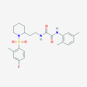 molecular formula C24H30FN3O4S B2454244 N1-(2,5-dimethylphenyl)-N2-(2-(1-((4-fluoro-2-methylphenyl)sulfonyl)piperidin-2-yl)ethyl)oxalamide CAS No. 898407-30-2