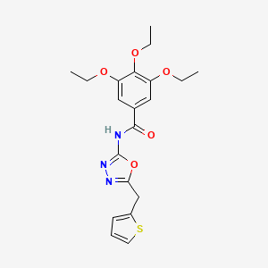 molecular formula C20H23N3O5S B2454245 3,4,5-triethoxy-N-(5-(thiophen-2-ylmethyl)-1,3,4-oxadiazol-2-yl)benzamide CAS No. 1020977-65-4