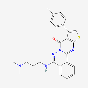 molecular formula C25H25N5OS B2454247 5-{[3-(dimethylamino)propyl]amino}-9-(4-methylphenyl)-8H-thieno[2',3':4,5]pyrimido[2,1-a]phthalazin-8-one CAS No. 496025-08-2