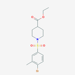 molecular formula C15H20BrNO4S B245425 Ethyl 1-[(4-bromo-3-methylphenyl)sulfonyl]-4-piperidinecarboxylate 