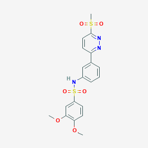 molecular formula C19H19N3O6S2 B2454250 3,4-dimethoxy-N-(3-(6-(methylsulfonyl)pyridazin-3-yl)phenyl)benzenesulfonamide CAS No. 1005303-83-2