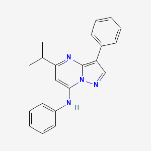 molecular formula C21H20N4 B2454260 5-异丙基-N,3-二苯基吡唑并[1,5-a]嘧啶-7-胺 CAS No. 890628-67-8