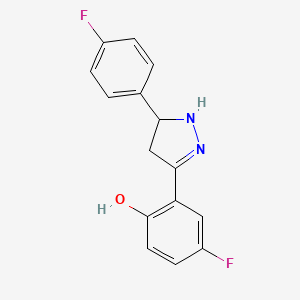 molecular formula C15H12F2N2O B2454262 4-fluoro-2-(5-(4-fluorophenyl)-4,5-dihydro-1H-pyrazol-3-yl)phenol CAS No. 610277-30-0