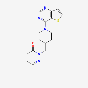 molecular formula C20H25N5OS B2454264 6-Tert-butyl-2-[(1-{thieno[3,2-d]pyrimidin-4-yl}piperidin-4-yl)methyl]-2,3-dihydropyridazin-3-one CAS No. 2097889-46-6