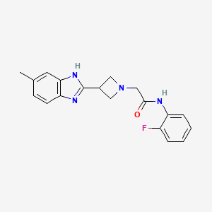 molecular formula C19H19FN4O B2454268 N-(2-氟苯基)-2-(3-(5-甲基-1H-苯并[d]咪唑-2-基)氮杂环丁-1-基)乙酰胺 CAS No. 1396794-23-2