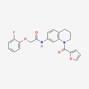 molecular formula C22H19FN2O4 B2454274 2-(2-fluorophenoxy)-N-[1-(furan-2-carbonyl)-3,4-dihydro-2H-quinolin-7-yl]acetamide CAS No. 1005300-95-7
