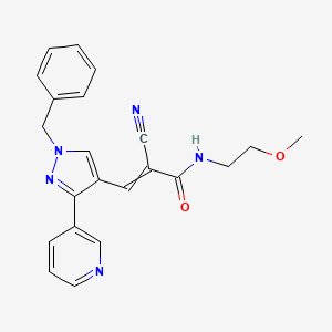 molecular formula C22H21N5O2 B2454276 3-[1-benzyl-3-(pyridin-3-yl)-1H-pyrazol-4-yl]-2-cyano-N-(2-methoxyethyl)prop-2-enamide CAS No. 1007191-35-6