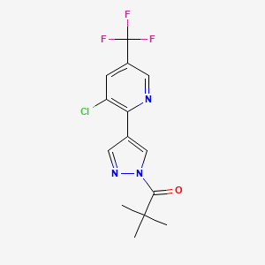 molecular formula C14H13ClF3N3O B2454282 1-{4-[3-chloro-5-(trifluoromethyl)-2-pyridinyl]-1H-pyrazol-1-yl}-2,2-dimethyl-1-propanone CAS No. 303150-33-6