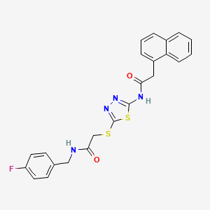molecular formula C23H19FN4O2S2 B2454294 N-(4-fluorobenzyl)-2-((5-(2-(naphthalen-1-yl)acetamido)-1,3,4-thiadiazol-2-yl)thio)acetamide CAS No. 868973-19-7