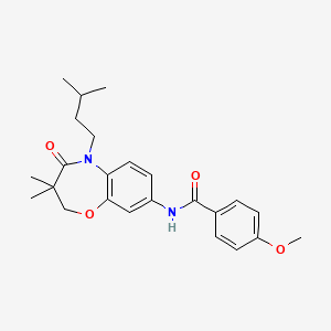 molecular formula C24H30N2O4 B2454295 N-(5-isopentyl-3,3-dimethyl-4-oxo-2,3,4,5-tetrahydrobenzo[b][1,4]oxazepin-8-yl)-4-methoxybenzamide CAS No. 921540-49-0