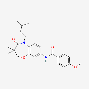 molecular formula C24H30N2O4 B2454295 N-(5-isopentyl-3,3-diméthyl-4-oxo-2,3,4,5-tétrahydrobenzo[b][1,4]oxazépin-8-yl)-4-méthoxybenzamide CAS No. 921540-49-0