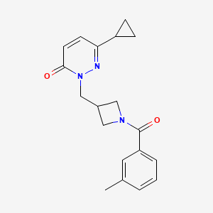 molecular formula C19H21N3O2 B2454299 6-Cyclopropyl-2-[[1-(3-methylbenzoyl)azetidin-3-yl]methyl]pyridazin-3-one CAS No. 2309189-01-1