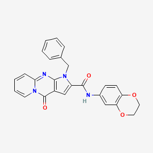 molecular formula C26H20N4O4 B2454300 1-benzyl-N-(2,3-dihydrobenzo[b][1,4]dioxin-6-yl)-4-oxo-1,4-dihydropyrido[1,2-a]pyrrolo[2,3-d]pyrimidine-2-carboxamide CAS No. 896840-39-4