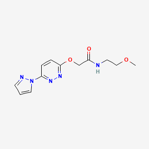 molecular formula C12H15N5O3 B2454301 2-((6-(1H-pyrazol-1-yl)pyridazin-3-yl)oxy)-N-(2-methoxyethyl)acetamide CAS No. 1428371-48-5