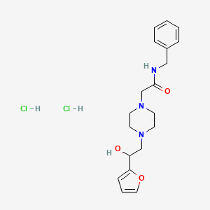 molecular formula C19H27Cl2N3O3 B2454307 N-benzyl-2-(4-(2-(furan-2-yl)-2-hydroxyethyl)piperazin-1-yl)acetamide dihydrochloride CAS No. 1396782-27-6