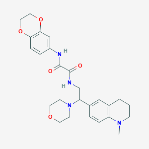 molecular formula C26H32N4O5 B2454309 N-(2,3-dihydro-1,4-benzodioxin-6-yl)-N'-[2-(1-methyl-1,2,3,4-tetrahydroquinolin-6-yl)-2-morpholin-4-ylethyl]ethanediamide CAS No. 921924-63-2