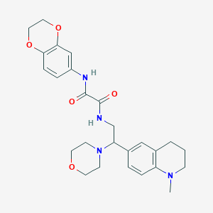 molecular formula C26H32N4O5 B2454309 N'-(2,3-dihydro-1,4-benzodioxin-6-yl)-N-[2-(1-methyl-1,2,3,4-tetrahydroquinolin-6-yl)-2-(morpholin-4-yl)ethyl]ethanediamide CAS No. 921924-63-2