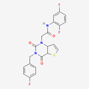 molecular formula C21H14F3N3O3S B2454311 N-(2,5-二氟苯基)-2-{3-[(4-氟苯基)甲基]-2,4-二氧代-1H,2H,3H,4H-噻吩并[3,2-d]嘧啶-1-基}乙酰胺 CAS No. 879139-72-7