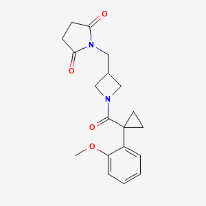 molecular formula C19H22N2O4 B2454316 1-({1-[1-(2-甲氧苯基)环丙烷羰基]氮杂环丁-3-基}甲基)吡咯烷-2,5-二酮 CAS No. 2097924-24-6