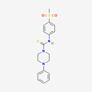 molecular formula C18H21N3O2S2 B2454317 N-(4-(メチルスルホニル)フェニル)-4-フェニルピペラジン-1-カルボチオアミド CAS No. 900135-73-1