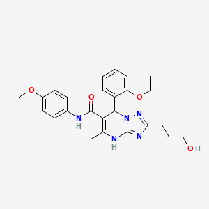 molecular formula C25H29N5O4 B2454320 7-(2-ethoxyphenyl)-2-(3-hydroxypropyl)-N-(4-methoxyphenyl)-5-methyl-4H,7H-[1,2,4]triazolo[1,5-a]pyrimidine-6-carboxamide CAS No. 537699-80-2