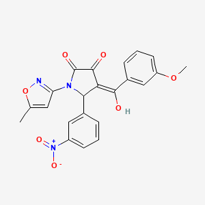 molecular formula C22H17N3O7 B2454325 3-hydroxy-4-(3-methoxybenzoyl)-1-(5-methylisoxazol-3-yl)-5-(3-nitrophenyl)-1H-pyrrol-2(5H)-one CAS No. 618874-82-1
