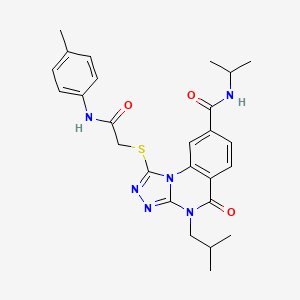 molecular formula C26H30N6O3S B2454326 1-({[(4-methylphenyl)carbamoyl]methyl}sulfanyl)-4-(2-methylpropyl)-5-oxo-N-(propan-2-yl)-4H,5H-[1,2,4]triazolo[4,3-a]quinazoline-8-carboxamide CAS No. 1111210-68-4