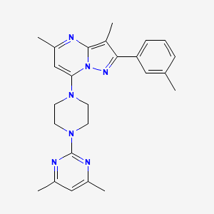 molecular formula C25H29N7 B2454328 2-{4-[3,5-Dimethyl-2-(3-methylphenyl)pyrazolo[1,5-a]pyrimidin-7-yl]piperazin-1-yl}-4,6-dimethylpyrimidine CAS No. 1203264-55-4