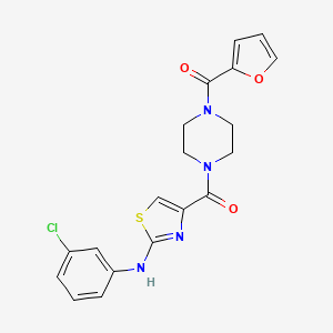 molecular formula C19H17ClN4O3S B2454331 (2-((3-Chlorophenyl)amino)thiazol-4-yl)(4-(furan-2-carbonyl)piperazin-1-yl)methanone CAS No. 1202972-46-0