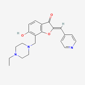 molecular formula C21H23N3O3 B2454333 (Z)-7-((4-ethylpiperazin-1-yl)methyl)-6-hydroxy-2-(pyridin-4-ylmethylene)benzofuran-3(2H)-one CAS No. 900276-16-6