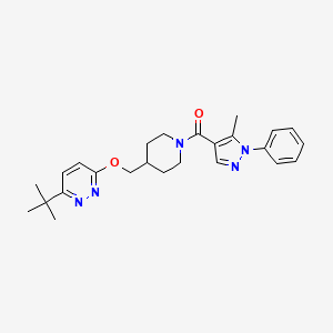 molecular formula C25H31N5O2 B2454349 [4-[(6-Tert-butylpyridazin-3-yl)oxymethyl]piperidin-1-yl]-(5-methyl-1-phenylpyrazol-4-yl)methanone CAS No. 2310143-29-2