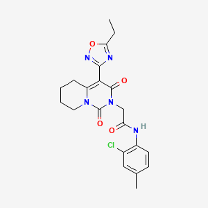 molecular formula C21H22ClN5O4 B2454355 N-(2-chloro-4-methylphenyl)-2-[4-(5-ethyl-1,2,4-oxadiazol-3-yl)-1,3-dioxo-5,6,7,8-tetrahydro-1H-pyrido[1,2-c]pyrimidin-2(3H)-yl]acetamide CAS No. 1775402-61-3