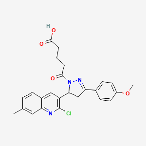 molecular formula C25H24ClN3O4 B2454356 5-(5-(2-chloro-7-methylquinolin-3-yl)-3-(4-methoxyphenyl)-4,5-dihydro-1H-pyrazol-1-yl)-5-oxopentanoic acid CAS No. 361479-84-7