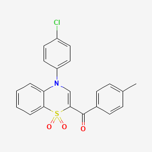 molecular formula C22H16ClNO3S B2454359 [4-(4-chlorophenyl)-1,1-dioxido-4H-1,4-benzothiazin-2-yl](4-methylphenyl)methanone CAS No. 1114652-85-5