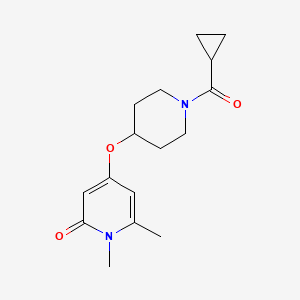 molecular formula C16H22N2O3 B2454366 4-((1-(cyclopropanecarbonyl)piperidin-4-yl)oxy)-1,6-dimethylpyridin-2(1H)-one CAS No. 2320226-04-6